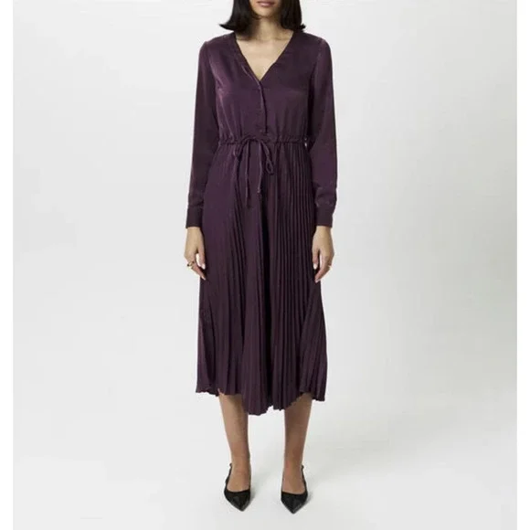 Vero Moda Women Cindy Plissé Dress Plum Perfect Size S - Picture 1 of 6